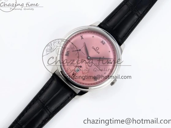 0421 AllSeason De Ville Power Reserve SS MKF 1:1 Best Edition Pink Dial on Black Leather Strap 7738